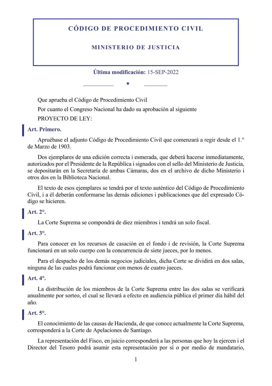 Página interior en párrafo completo — Código de Procedimiento Civil